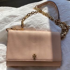 Tory Burch Robinson Chain Crossbody Wallet Bag - light pink